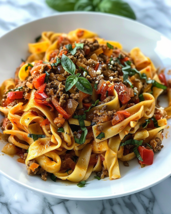 A bowl of pasta topped with various seasonings and herbs,