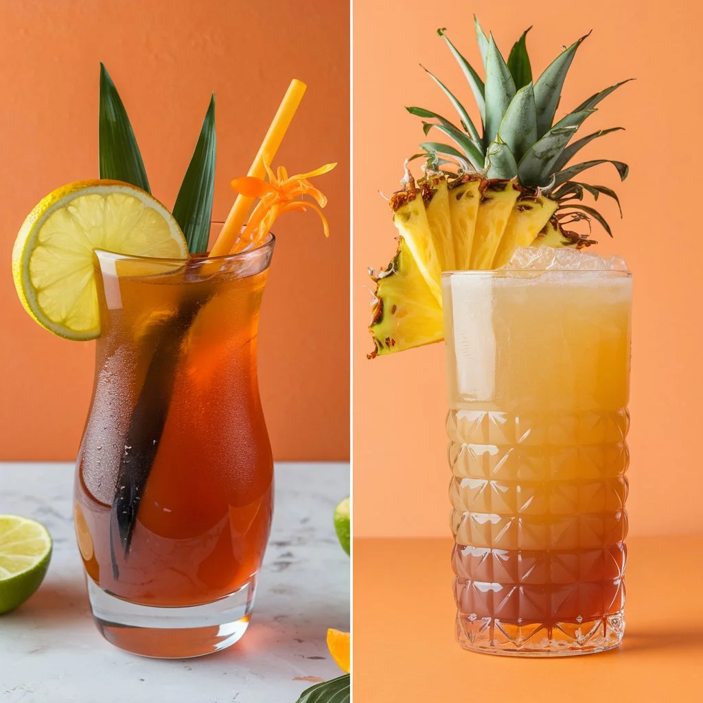 Mai Tai vs Bahama Mama - Comparison of two tropical rum cocktails