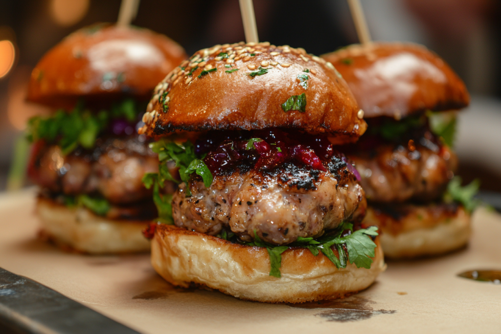 Crack Chicken Burgers with cheddar cheese, bacon, and lettuce.