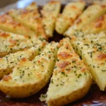 Baked Garlic Parmesan Potato Wedges on a platter